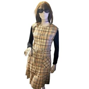 Pendelton Vintage Plaid Sleeveless Top & Skirt 100% Wool Set Size 10